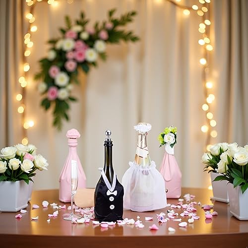 Miniatura 4 de 1 juego de fundas para botellas de vino para novios, disfraz de botella de vino para bodas, regalos de boda para parejas, divertidas cubiertas de