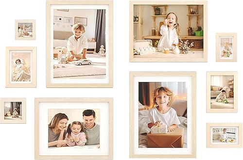 Miniatura 11 de Egofine Juego de 12 Marcos para Pared de Galería Negros de Madera Maciza, Marcos para Collage de Arte de Pared para Decoración del Hogar