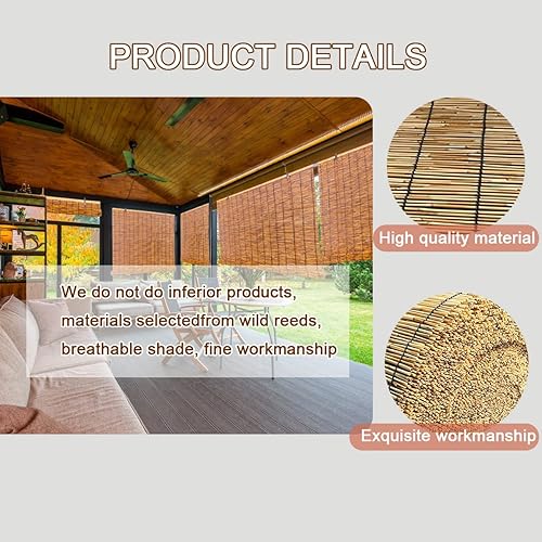Miniatura 3 de Persianas enrollables de bambú para patio, persianas enrollables de bambú para exteriores, cortinas enrollables translúcidas de privacidad para