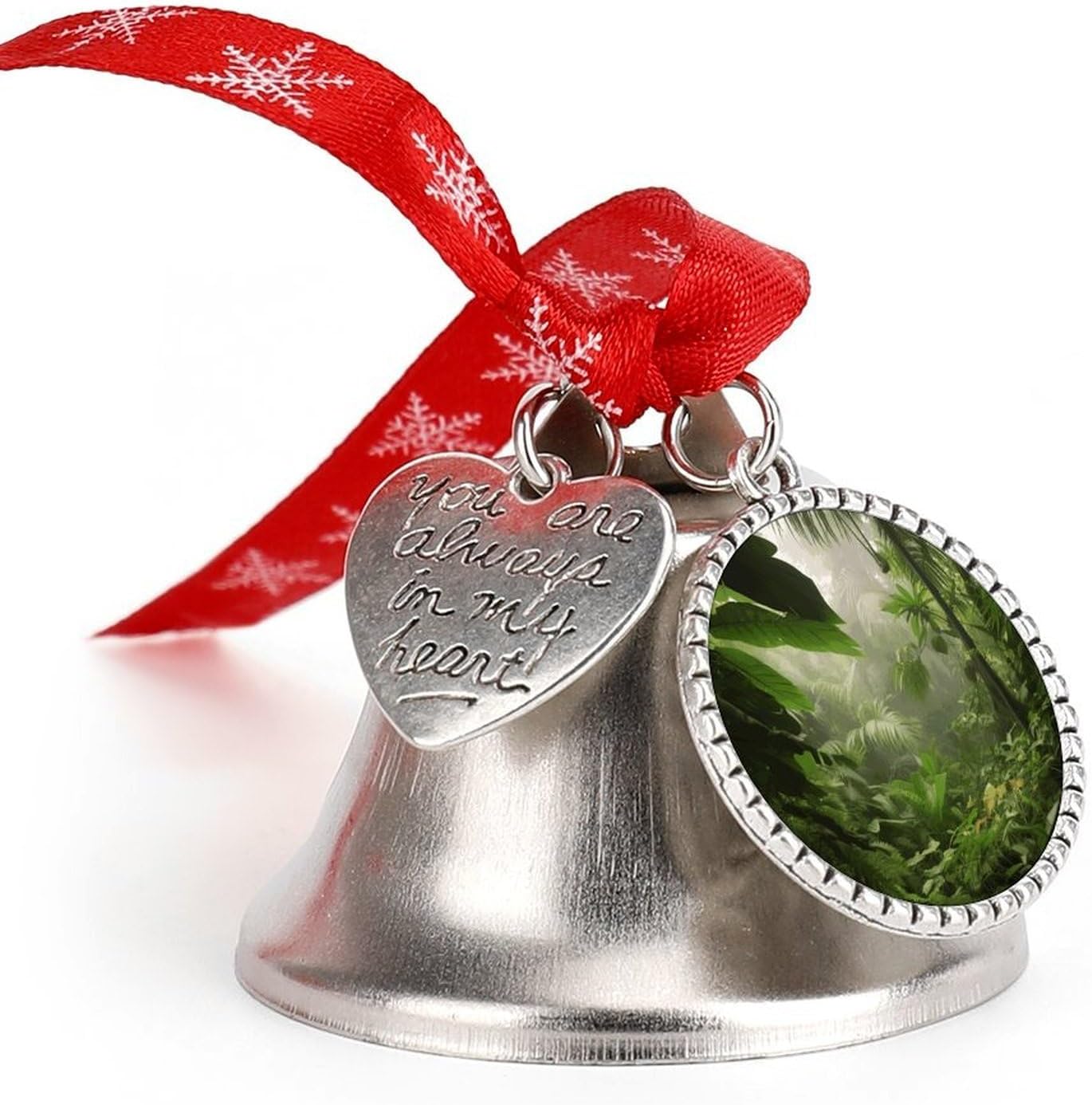 Tropical Rainforest Jungle Scene Christmas Bells Ornaments Tree Jingle Bells Decors Xmas Silver Bell Hanging Decoration Pendants for Weddings Parties Christmas Wreaths