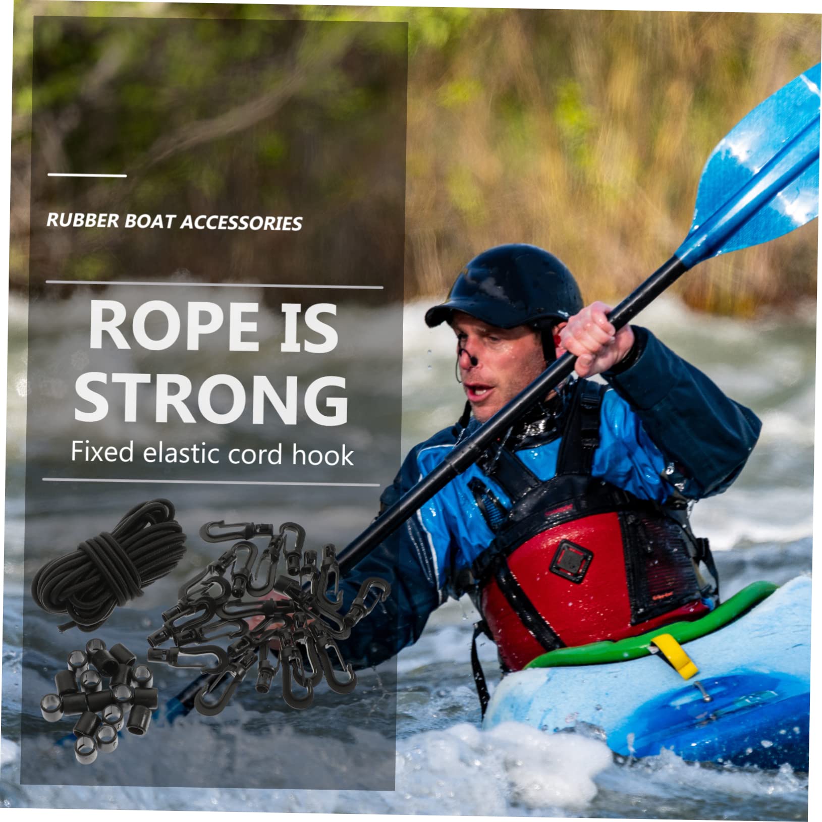 INOOMP Boat Docking Lines Mooring Ropes for Boat Tubing Rope Bungee Elastic Cord Hooks Kayak Paddle Holder