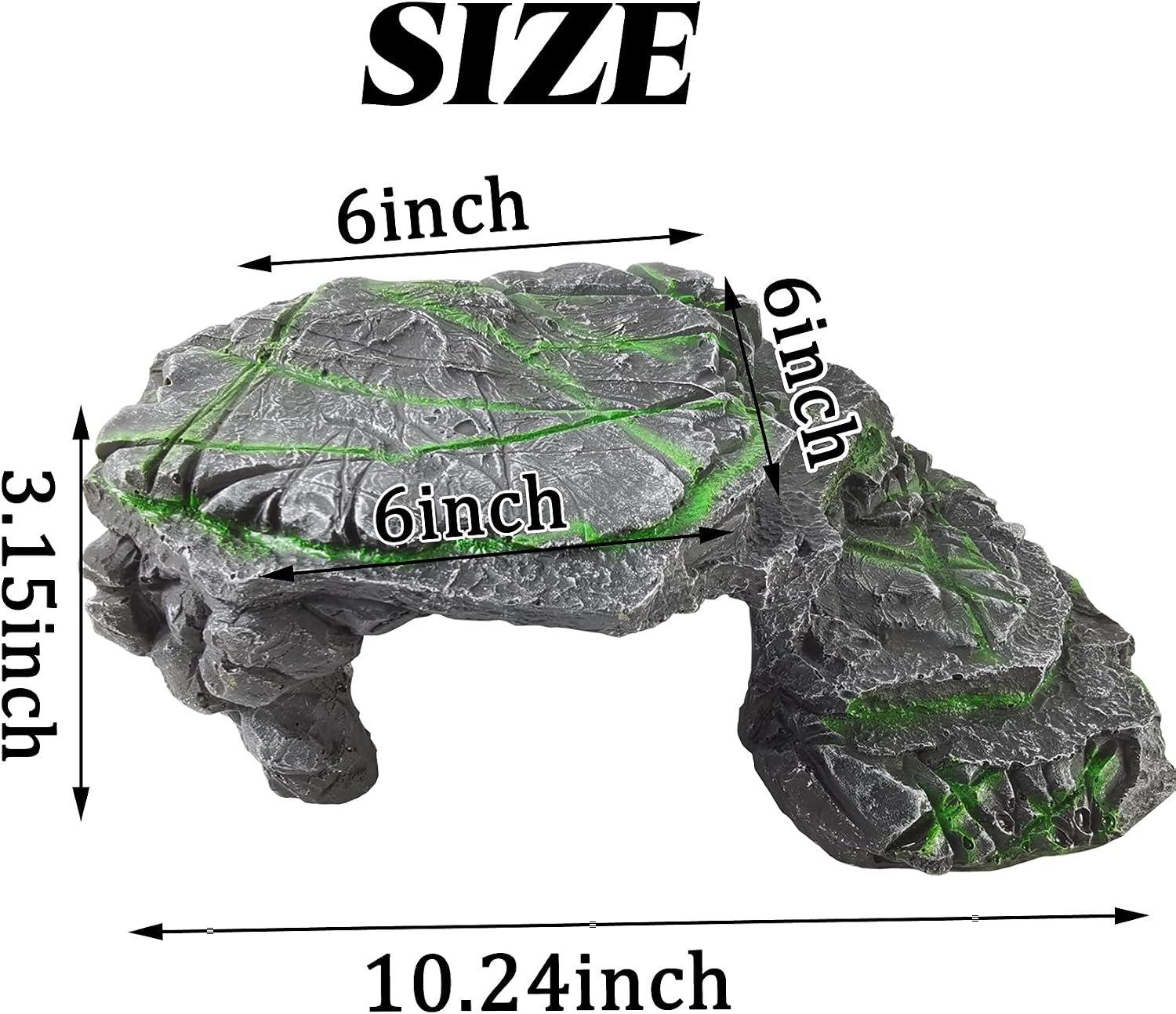 TIHOOD Turtle Platform Rectangular Aquarium Fish Tank Adjustable Turtle Basking Platform Reptile Resting Terrace Tortoise Climbing Platform (Grey and Green)