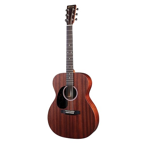 Martin Guitar Road Series 000-10E Acoustic-Electric Guitar with Gig Bag, Sapele Wood Construction, 000-14 Fret and Performing Artist Neck Shape with High-Performance Taper - Left - Cherry
