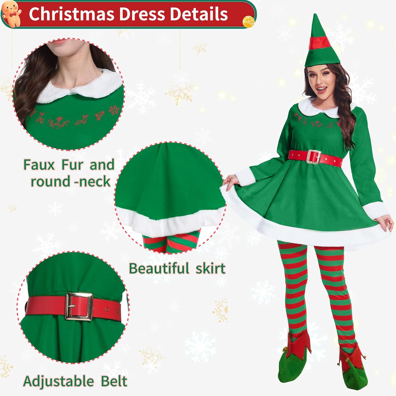 Christmas costume for women 5 Pcs Women Christmas Costume Set Adult Christmas Cosplay Suit Xmas Outfits