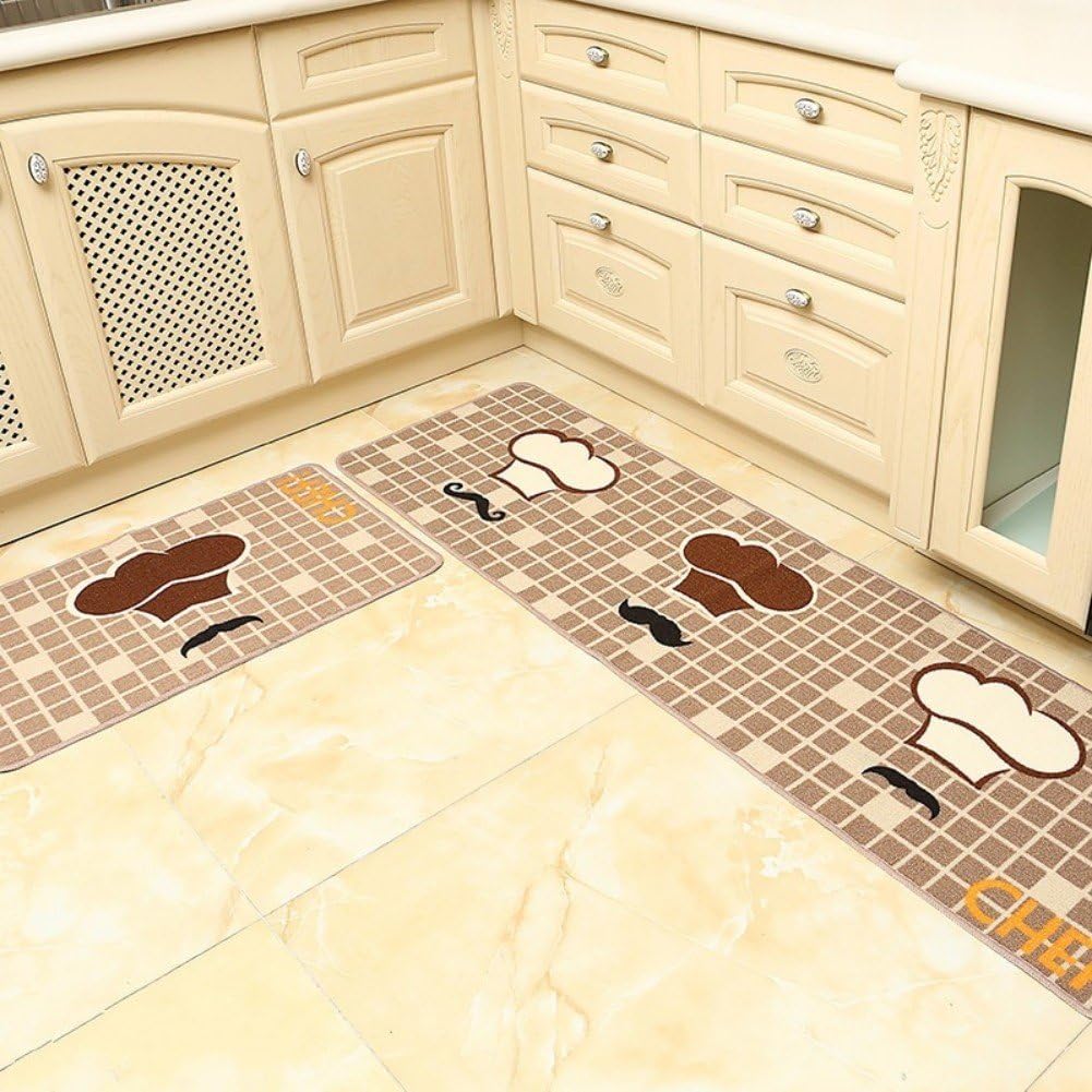 Seamersey Home and Kitchen Rugs 2 Pieces 4 Size Decorative Non-Slip Rubber Backing Doormat Runner Area Mats Sets