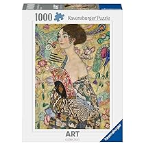 Ravensburger Puzzle 1000 pezzi Art Collection, Klimt: Dama col Ventaglio – Puzzle Adulti +14 anni, 70 x 50 cm, Puzzle per Adulti Arte, Idee Regalo