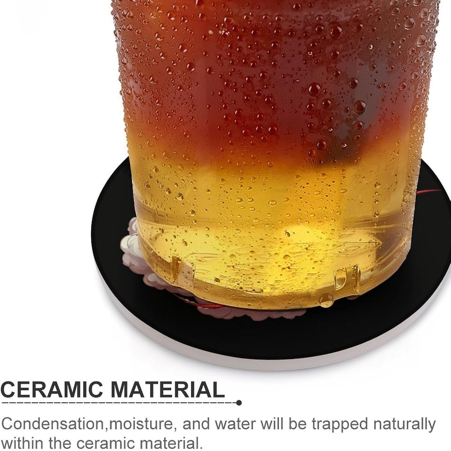 Dragon Breathes Fire Coasters for Drink Round Ceramic Coaster with Cork Base Home Decorative 6PCS