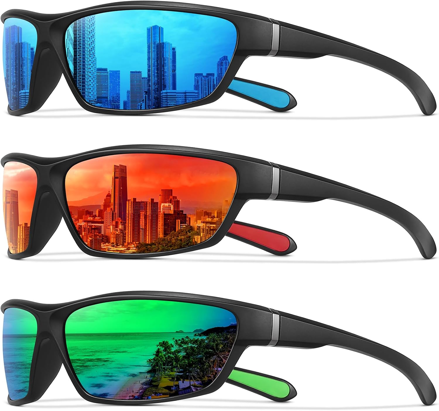 MEETSUN Polarized Sports Sunglasses for Men Women Wrap Around Driving Cycling Golf Fishing Sun Glasses UV400 Protection