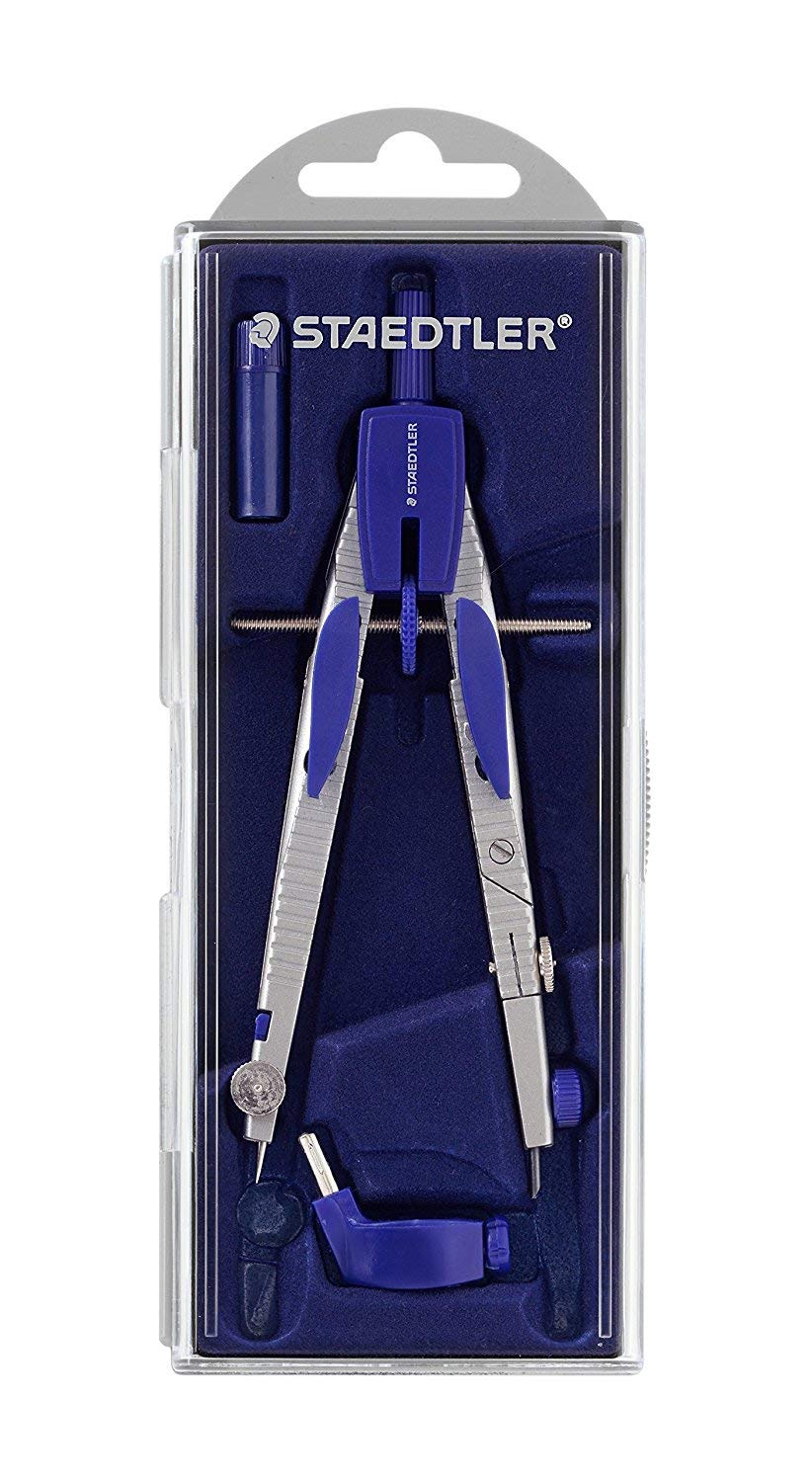 Staedtler Schul-Set bestehend aus leichtem Zirkel 553 01 + 5 Bleistifte Noris 120 Grad HB + 2 weiche Radierer Mars Plastic 526 50 + 1 Spitzer mit 1 Loch 510 10