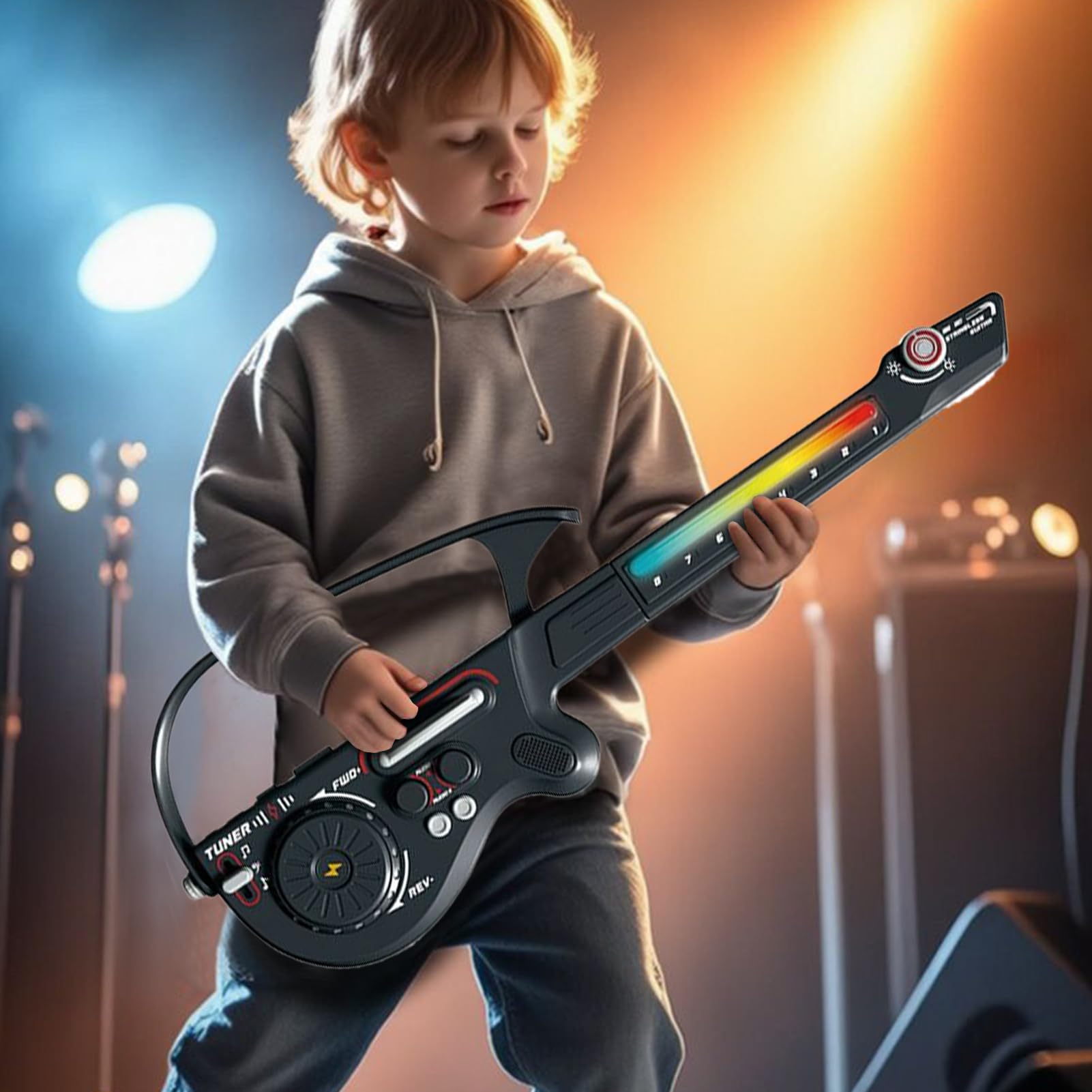 Chitarra per Bambini Strumento Musicale Pieghievole Senza Corde | Kit Completo con Chitarra Giocattolo per Bambini Per Bambini Adolescenti Ragazzi Giovani Principianti Pratica A Casa Viaggio