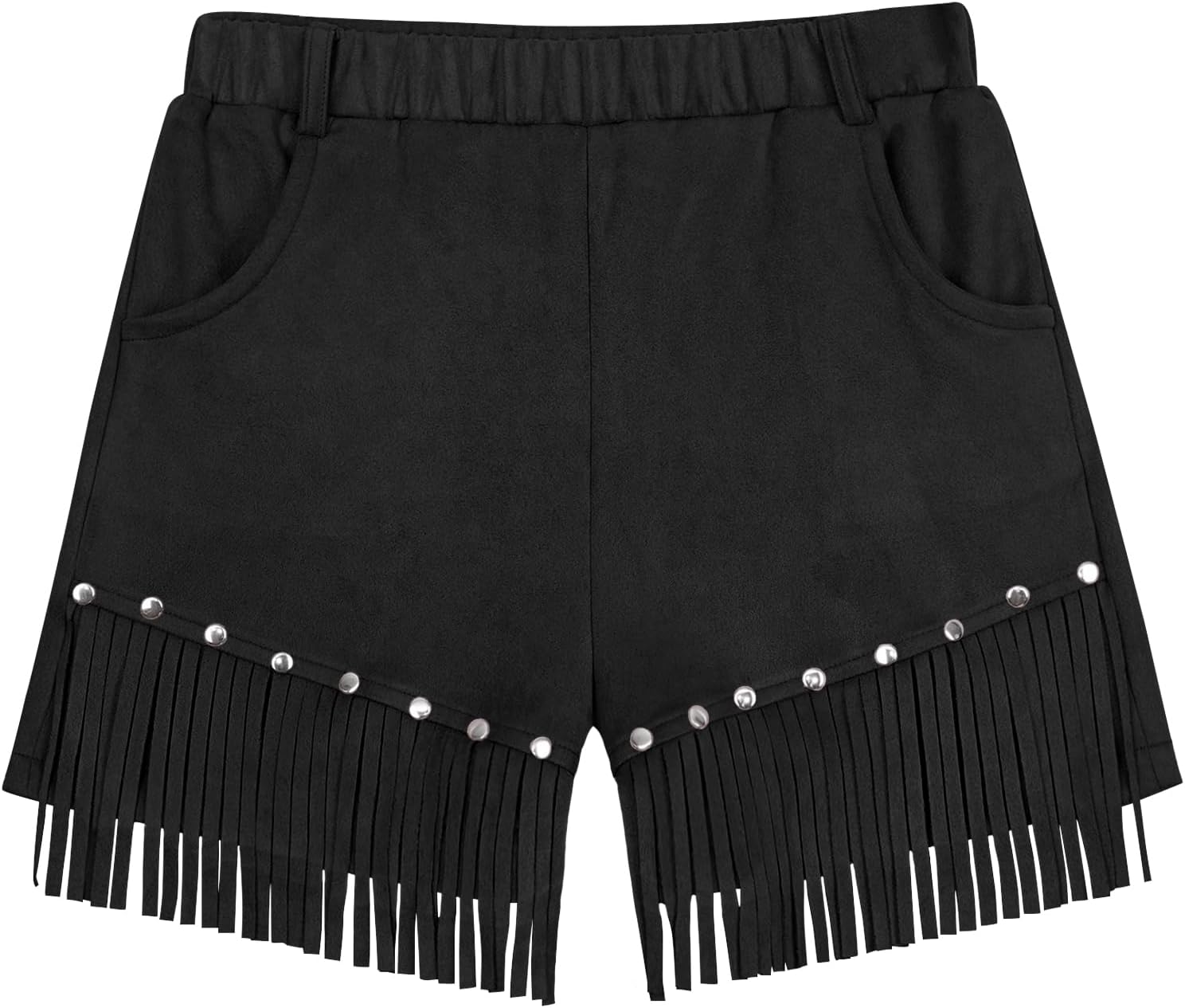 Happy Cherry Cowgirl Outfits for Girls Faux Suede Fringe Shorts Kids Western Country Concert Tassel Shorts with Pocket 5-12Y
