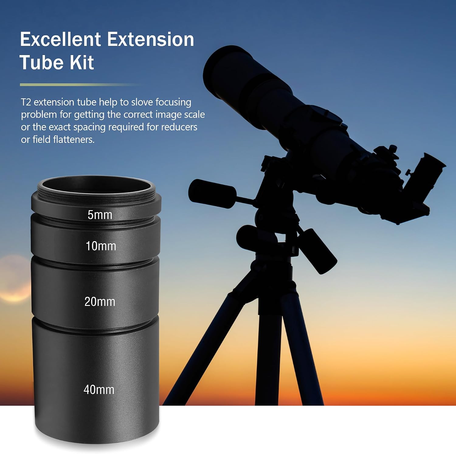 Alstar M42 Extension Tube Kit for Cameras and Eyepieces (5/10/20/40mm)