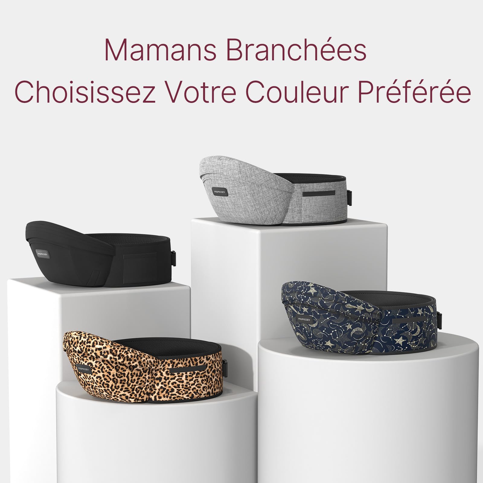Porte-bébé Momcozy certifié CPC - Ceinture ajustable avec Protecteur Ventral Original 3D, Porte-bébé ergonomique avec plusieurs poches pour nouveau-nés et bambins jusqu'à 45lbs (Noir, Moyen)