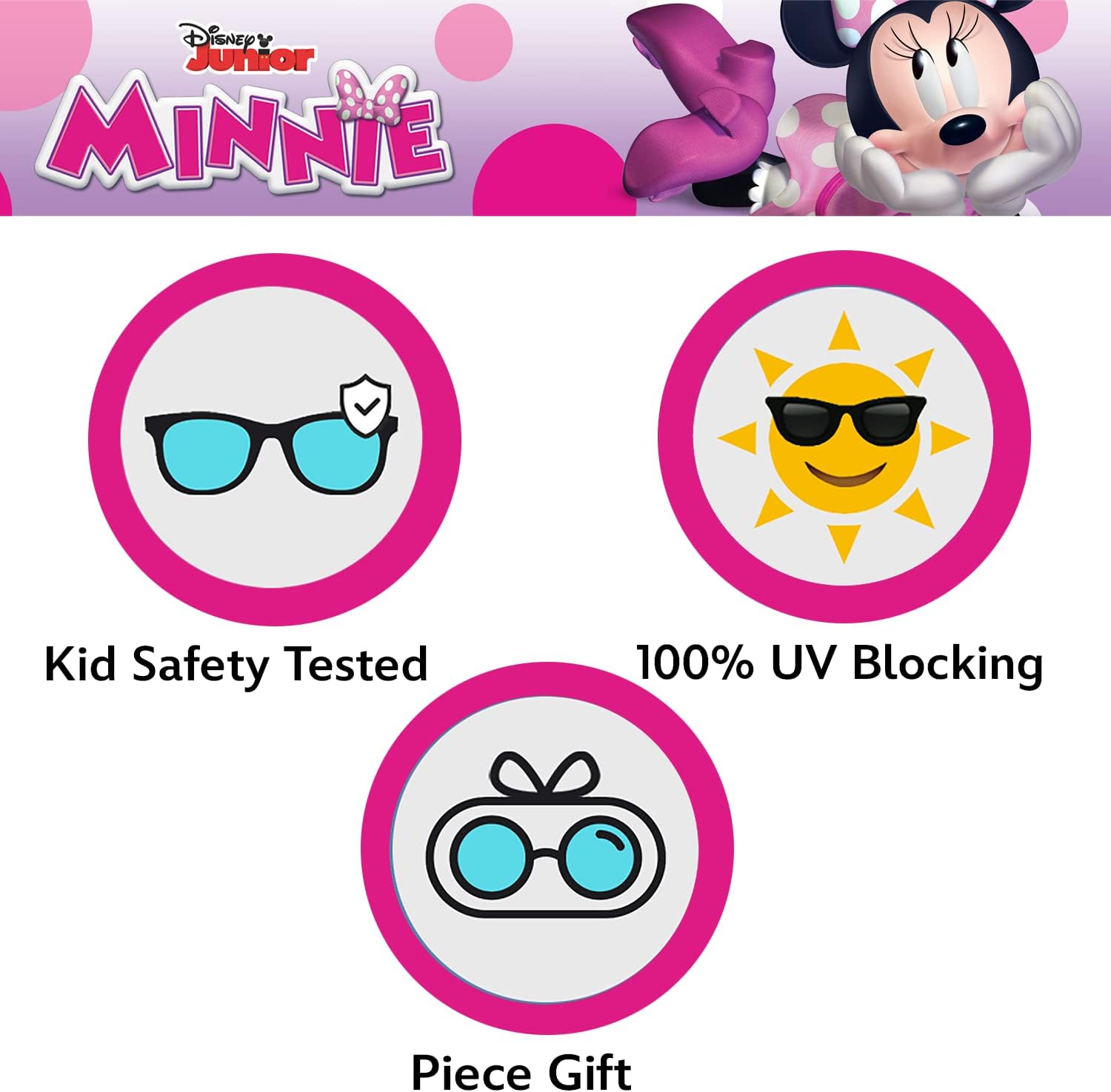 Minnie Mouse Sunglasses for Toddler Girls w/t Soft Case - Disney World Accessories for Trip - Disney Gifts for Kids - Image 8