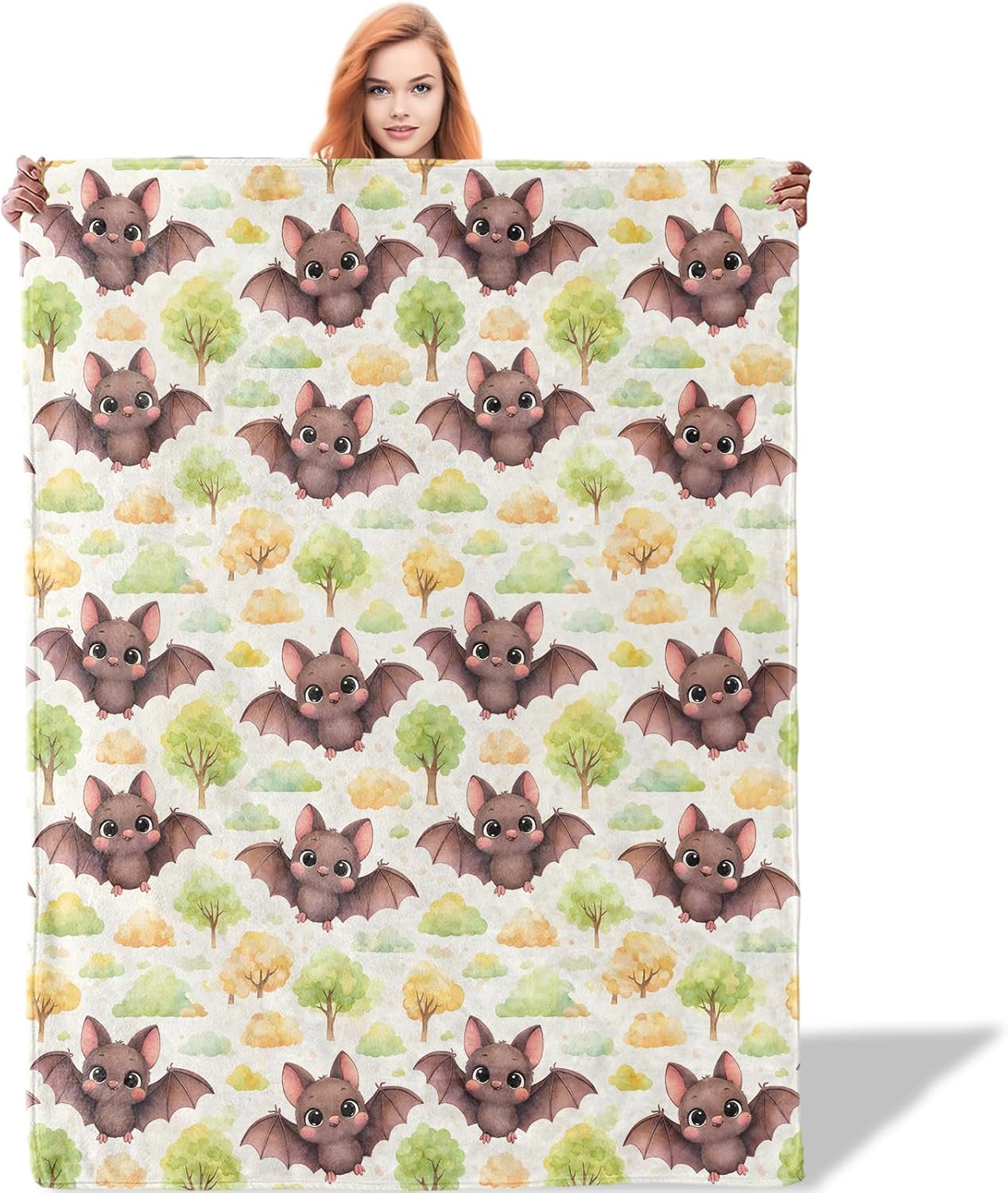 Cute Baby Bat Blanket, Lightweight Soft Fleece Blankets Gifts for Women Girls Boys Adults, Throw for Living Room, Couch, Home, Sofa Decor, 50"x60"
