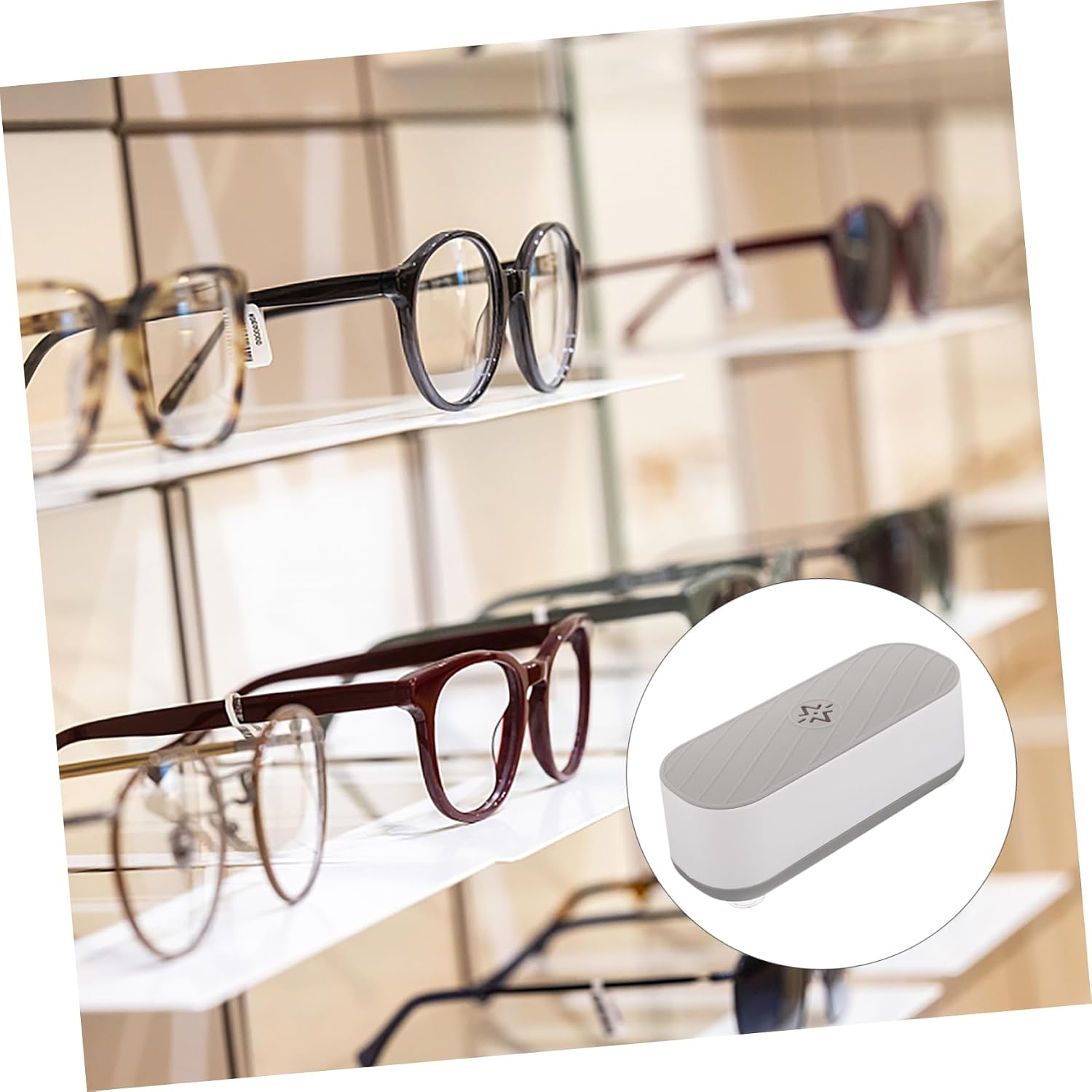Beavorty Portable Eyeglasses and Jewelry Cleaner Machine Ultrasonic Cleaning Device for Glasses Rings and Jewelry Compact Design for Home Use Automatic Operation