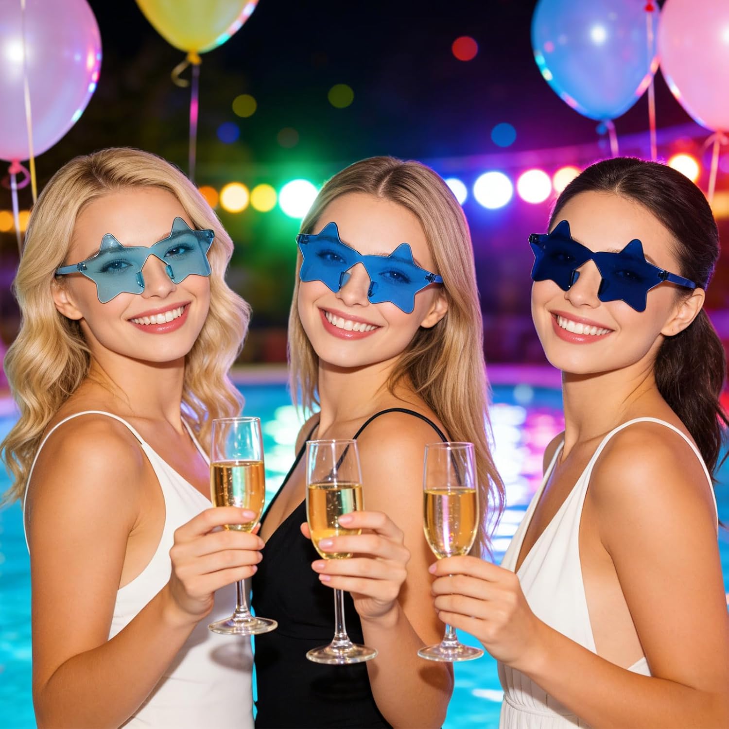 Wholesale 50 Pack Rimless Star Sunglasses Bulk, Fun Colorful Star Party Glasses for Women Men