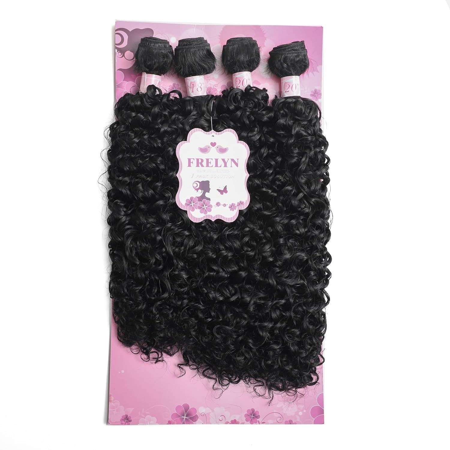  Kinky Curly Synthetic Hair Bundles Honey Blonde Quick Weave 18 18 20 20 Inches Mixed Length 4 Bundles/Pack Hiar Extensions Heat Resistant Soft and Natural Look thumbnail