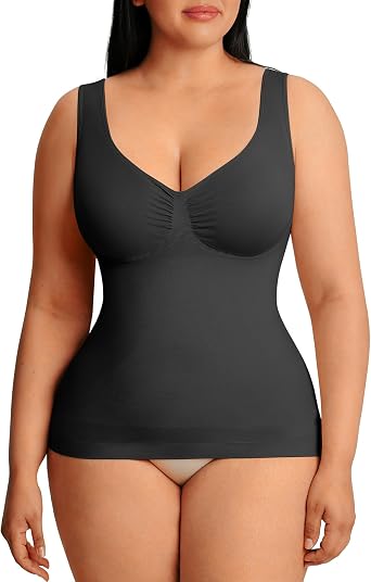 FeelinGirl Women Shapewear Tank Top Tummy Control Compression Tanks V Neck Seamless Body Shaper Camisole Tops for Women