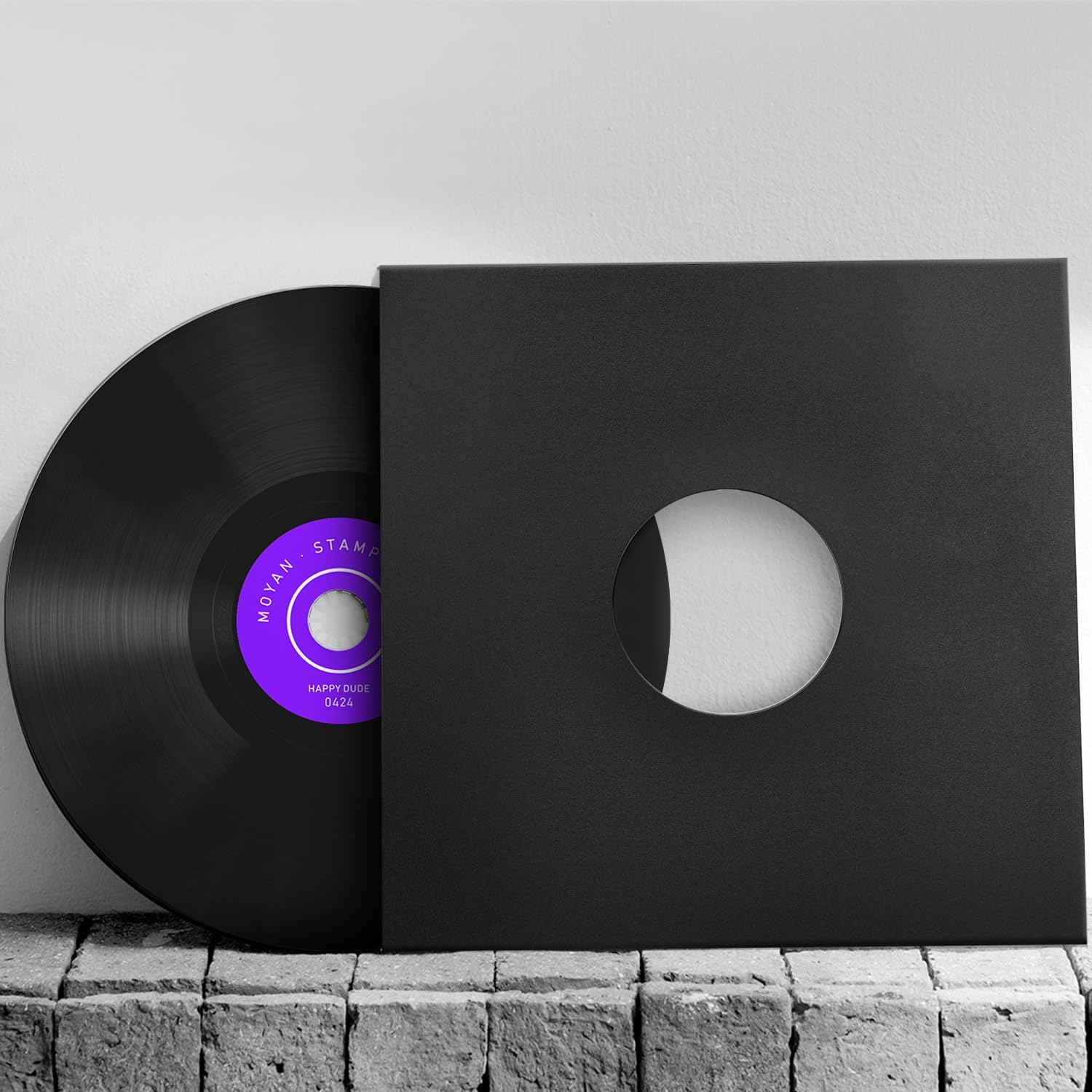 Facmogu 10PCS 12in Vinyl Record Kraft Paper Jackets, Matte Black 350gsm Thick Cardboard Vinyl Covers, Protective Outer Sleeves for 33 RPM, Archival Storage Record Case for LP Album