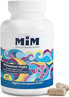 MiM Menopause Night Relief for Women: Premium, Hormone-Free Relief for Night Sweats, Trouble Sleeping, Deep Sleep, No Melatonin, Decrease Night Sweats, Clinically-Proven, 60 Capsules (30-Day Supply)