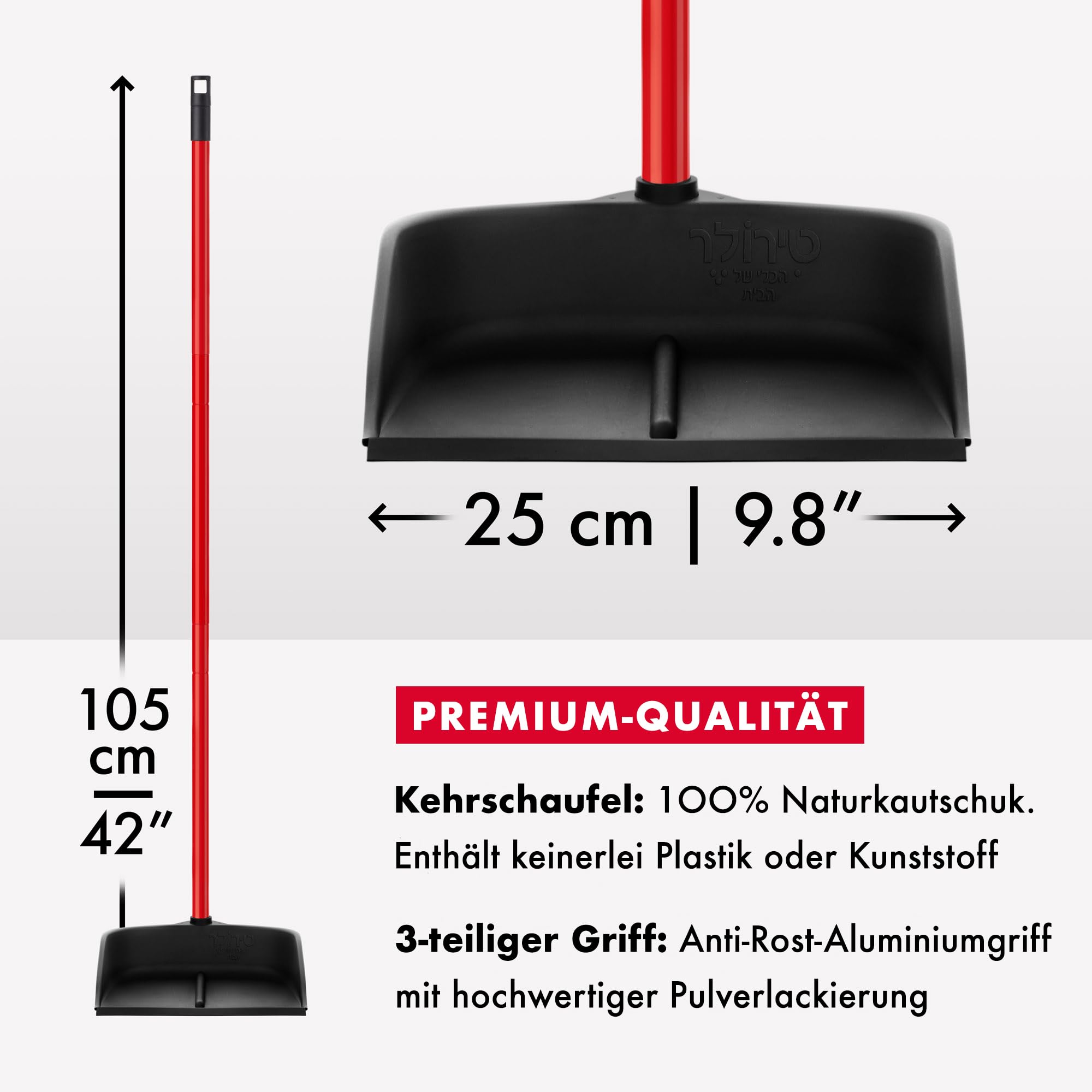 Magische Kehrschaufel mit langem Stiel, 90 cm, schwarz
