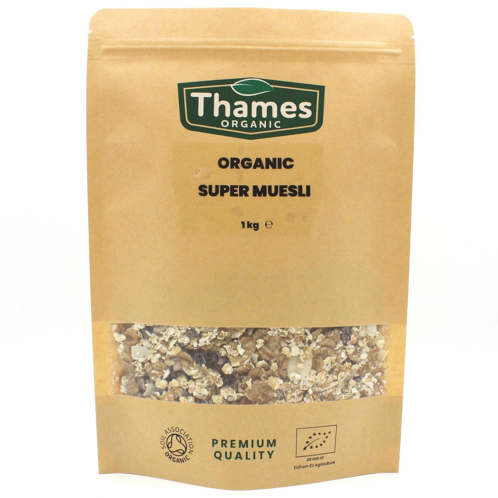 Sponsored Ad – Organic Super Muesli - No Additives, No Preservatives, A Blend of Dried Fruits Nuts & Seeds, Vegan, GMO-Free, Certified Organic - Perfect for Breakfast - Thames Organic 1kg