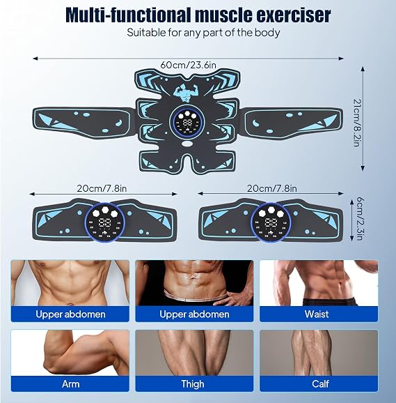 EMS Abdominal Slimming Machine, Muscle Stimulater Machine Exercise Fitness Equipment, Effective Ab Trainer Shaping with Arm/Buttocks/Leg Training Device, 8 Modes & 29 Intensities