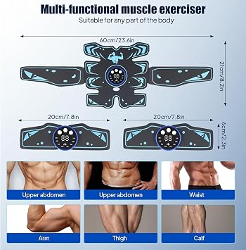 EMS Abdominal Slimming Machine, Muscle Stimulater Machine Exercise Fitness Equipment, Effective Ab Trainer Shaping with Arm/Buttocks/Leg Training Device, 8 Modes & 29 Intensities