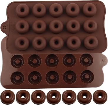 15 Cavity Donut Shaped Silicone Candy Molds For Chocolate Candy Set Of 2