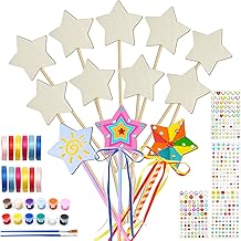 XIANGLONGY Pack of 12 Magic Wand Craft Set Girls, DIY Princess Wands Crafts Children's Birthday, Wooden Craft Set Children's Birthday for Children for Crafts and Painting