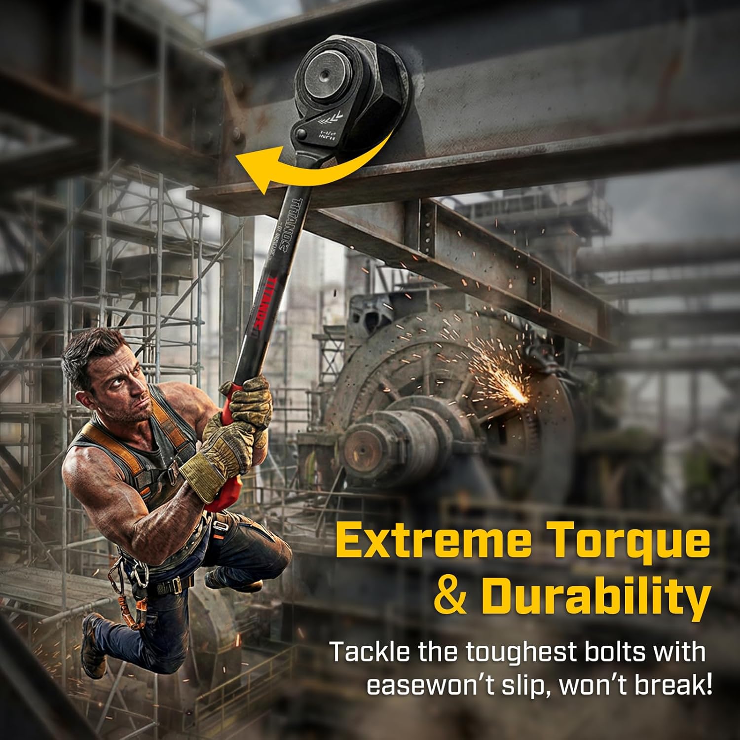 Jumbo Friction Type Ratcheting Wrench: 1-1/2 Inch Heavy Duty Large Spanner for Big Nuts in Industrial Machinery, Construction & Automotive Maintenance