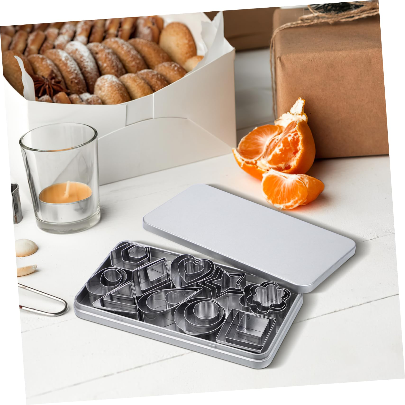 5 Ensembles Emporte Acier Inoxydable pour Biscuits avec Boîte de Rangement Outils de Pâtisserie pour Gâteaux Anniversaire et Mariage Moules Formes Variées