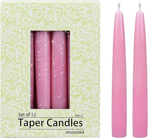 Zest Candle Velas cónicas de 12 piezas, 6 pulgadas, color rosa, 12 unidades (paquete de 1)