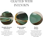 Stone Lain Brasa Grès moderne 16 Ensembles de vaisselle, assiettes et bols, sertis 4, vert