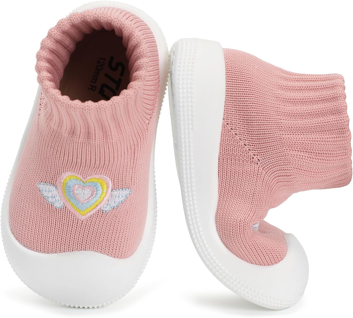 STQ Baby/Toddler Sock Infant Slippers | Anti-collision toe box, Moisture-wicking knit upper, Easy on off, PVC non-slip outsole