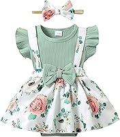 Vista 1 de Conjunto de ropa para bebé recién nacida, traje de verano, mameluco con diadema, falda general