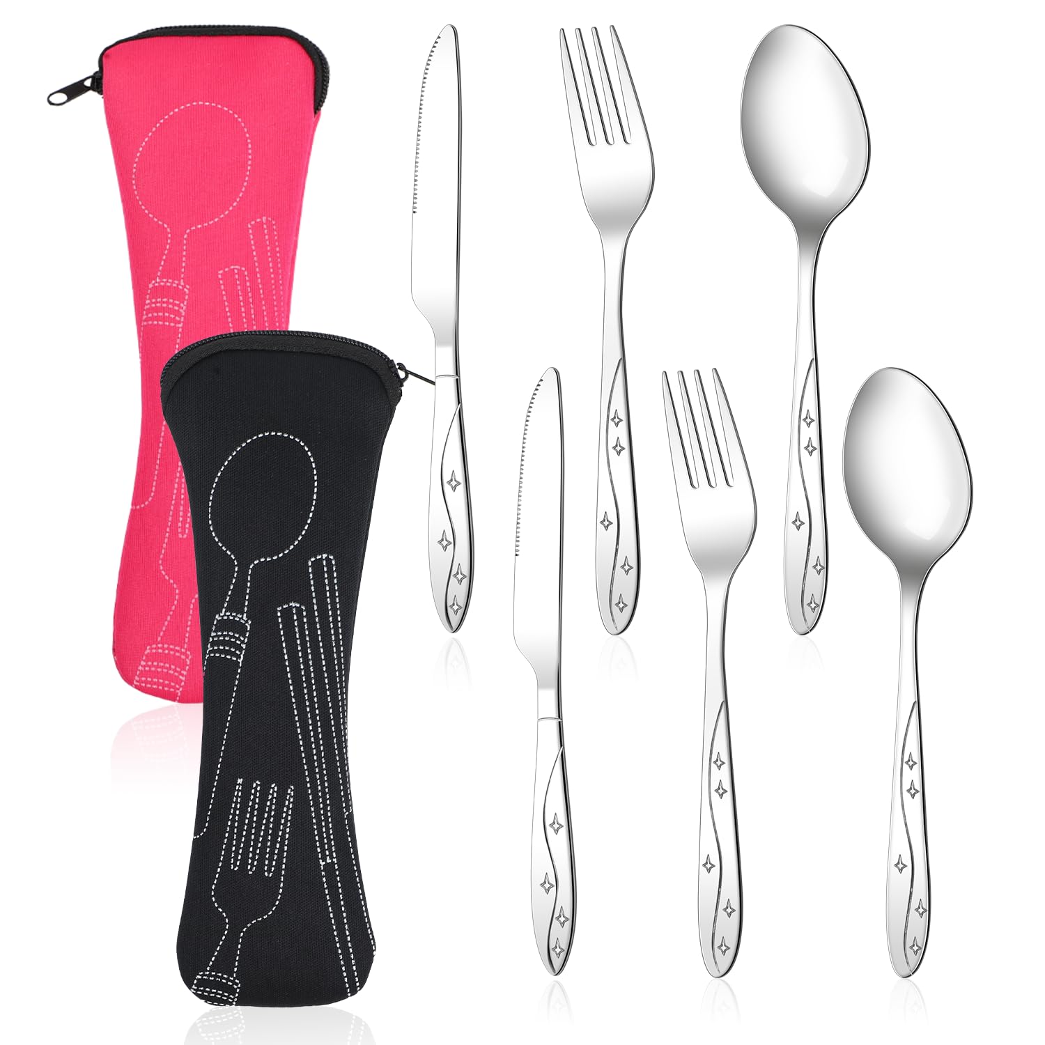 Set Posate Da Viaggio In Acciaio Inox - 12 Pezzi Con Custodia, Per Campeggio, Picnic E Scuola - Foto 9