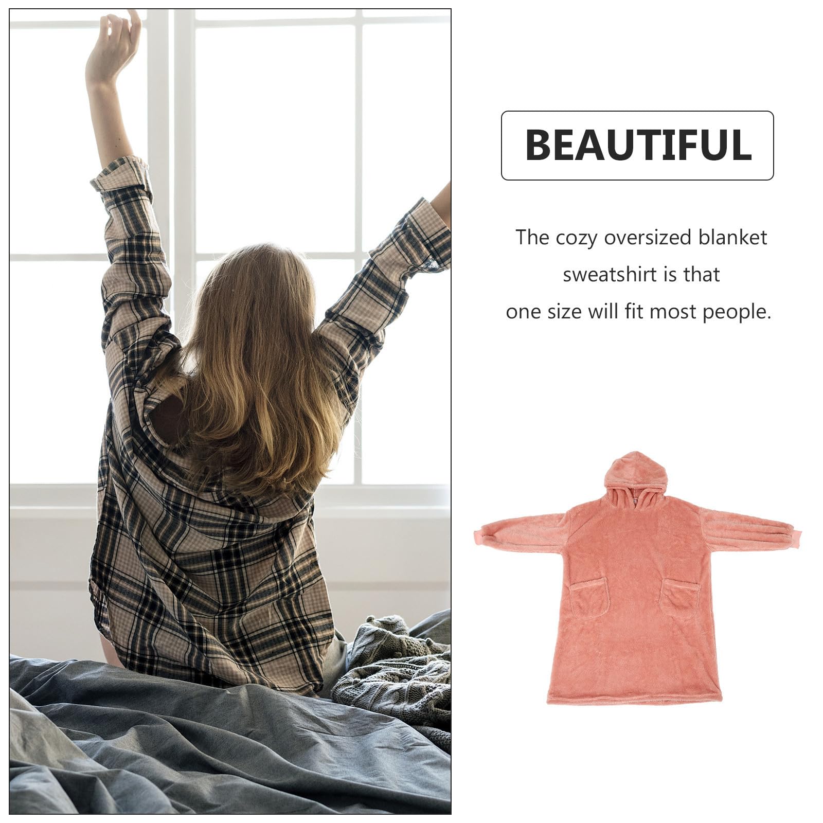 Pijama Capucha para Mujer, Holgado y Rosa, Talla Única