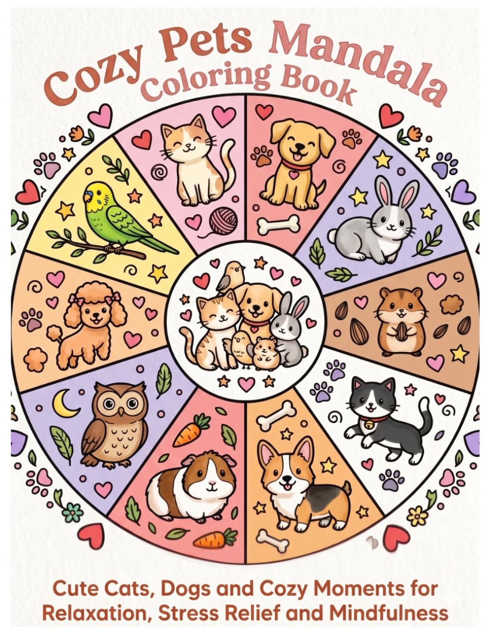 Cozy Pets Mandala Coloring Book: Cute Cats, Dogs and Cozy Moments for Relaxation, Stress Relief and Mindfulness