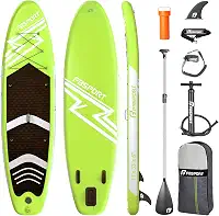 FBSPORT Prancha de stand up paddle inflável premium de 11', prancha de ioga com acessórios de sup duráveis e bolsa de transporte | postura ampla, controle de surf, deck antiderrapante, lea