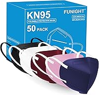 Vista 4 de Funight Mascarilla KN95 de 5 capas transpirable con filtro de eficiencia ≥95% de protección contra el polvo, mascarillas desechables contra PM2.5