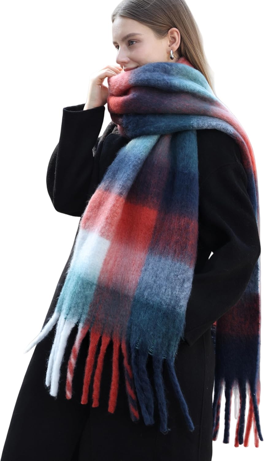 Wander Agio Winter Women Warm Scarf Long Shawl Large Scarves Cold Weather Thick Blanket Scarfs Colorful Plaid