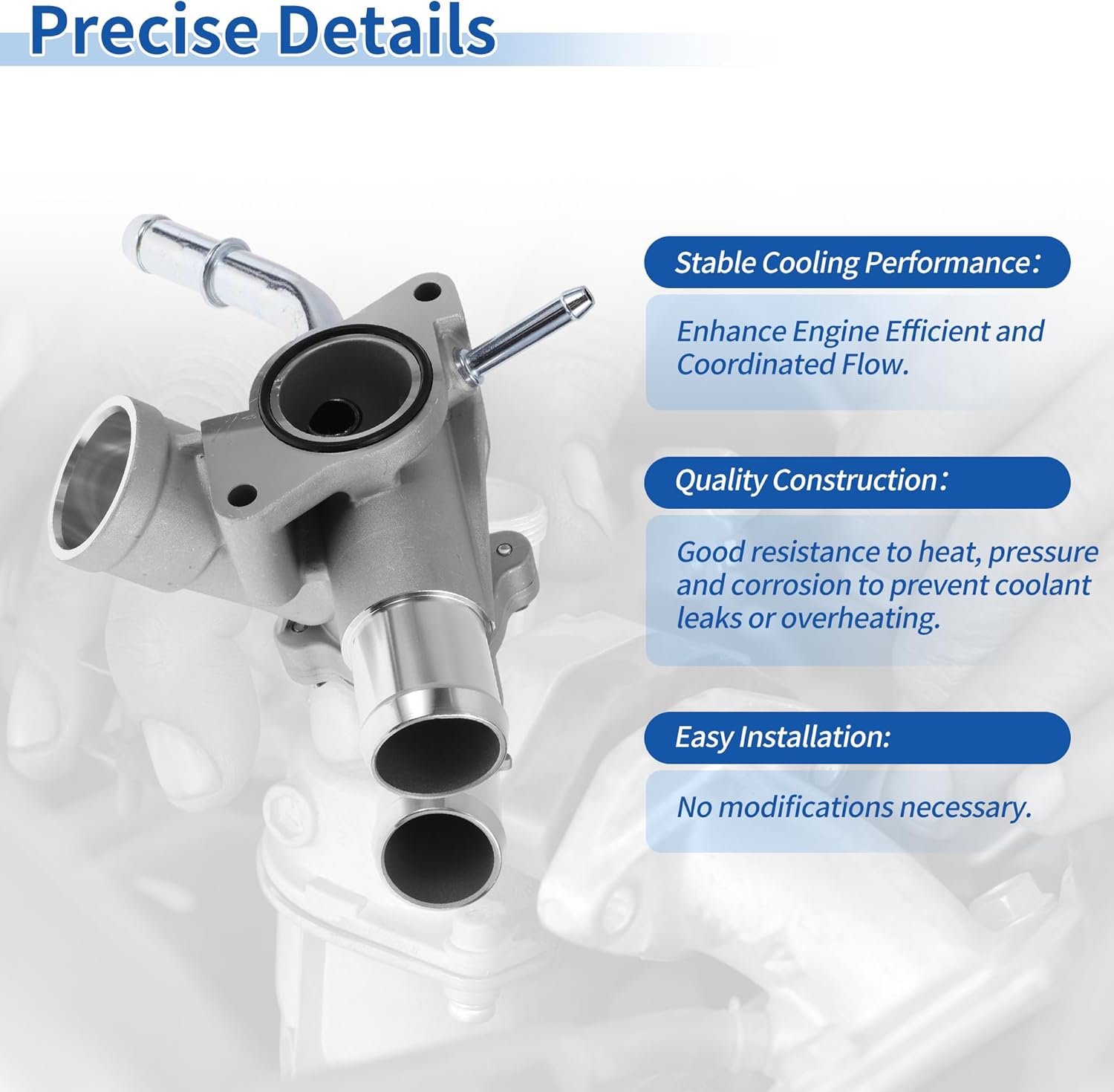 Engine Coolant Thermostat Housing Assembly for Ford Edge 3.5L 2015-2018 for Ford Edge 3.5L 3.7L 11-14 Replace No.902-683/AT4Z-8A586-A 1 Pcs