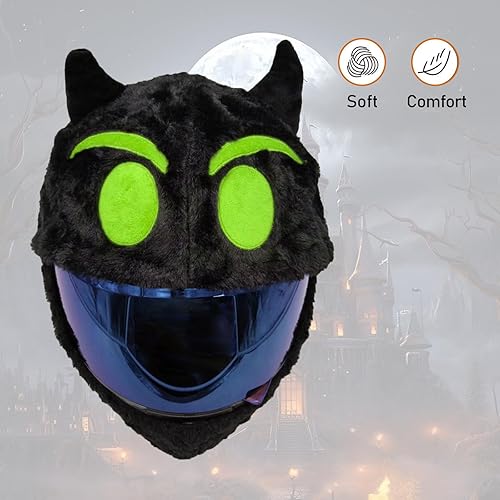 Miniatura 6 de 1 pieza Funda para casco de motocicleta, 40 cm x 28 cm x 26 cm Diablo pequeño Funda decorativa de tela suave para ambiente festivo de Halloween,