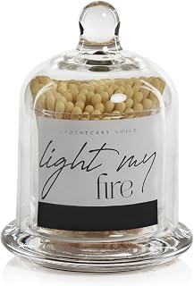 Zodax Apothecary Guild Light My Fire Matches with Glass Dome, 3"/150 Pack- Natural Stick with Yellow Tip