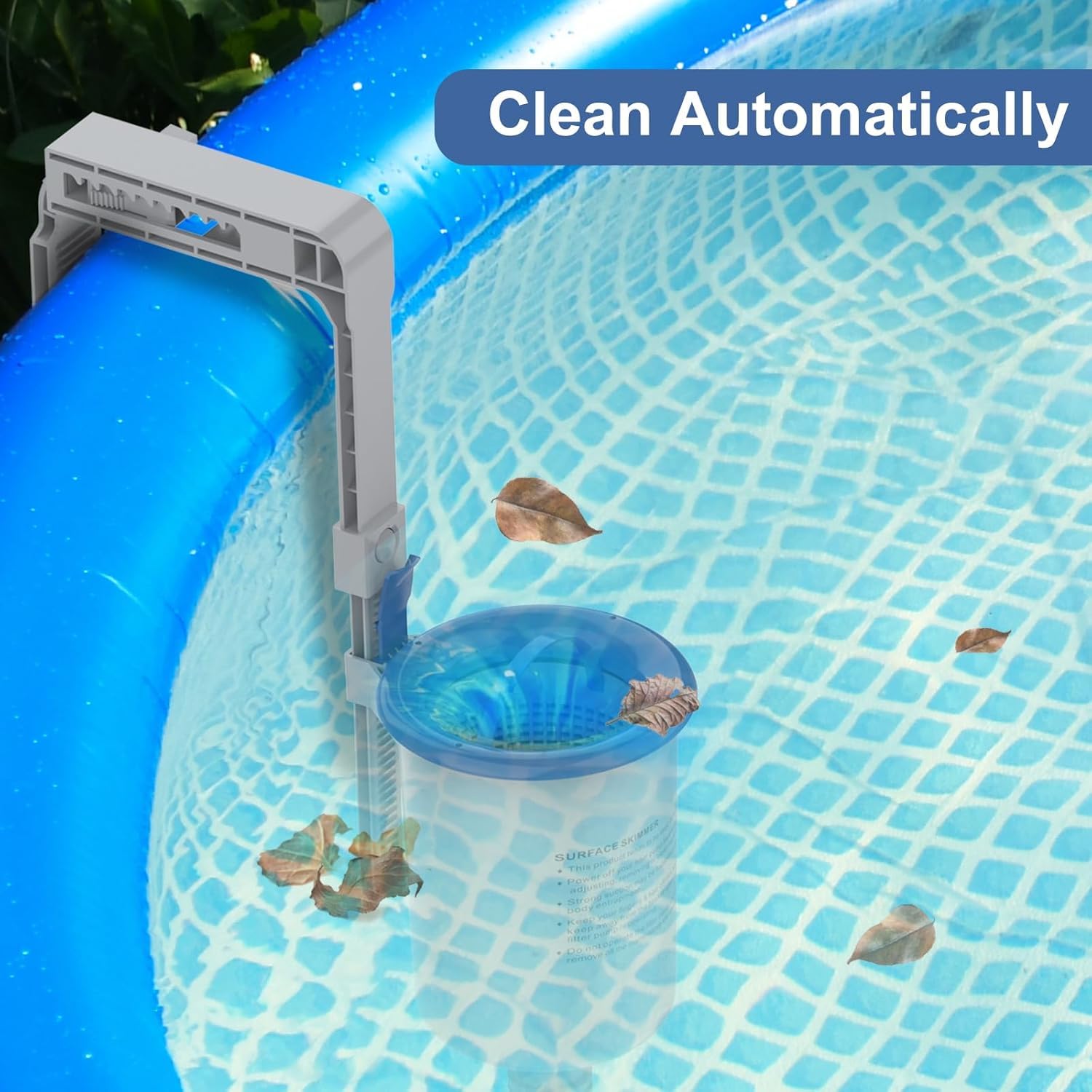 POOLAZA Skimmer Piscine Hors Sol – Panier Amovible, Hauteur Réglable | Support piscine gonflable, tubulaire et métal, panier amovible, installation sans perçage, pompe ≥800 GPH