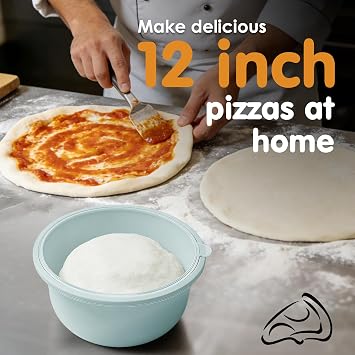 4Pcs Stackable Silicone Pizza Dough Proofing Proving Containers with Lids,Pizza Dough Proofing Box For Home Kitchen 700ml(Grey+Blue)