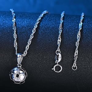 Collana Calcio In Acciaio Inox Con Ciondolo Pallone 3D - Lunghezza 45cm - Idea Regalo Sport