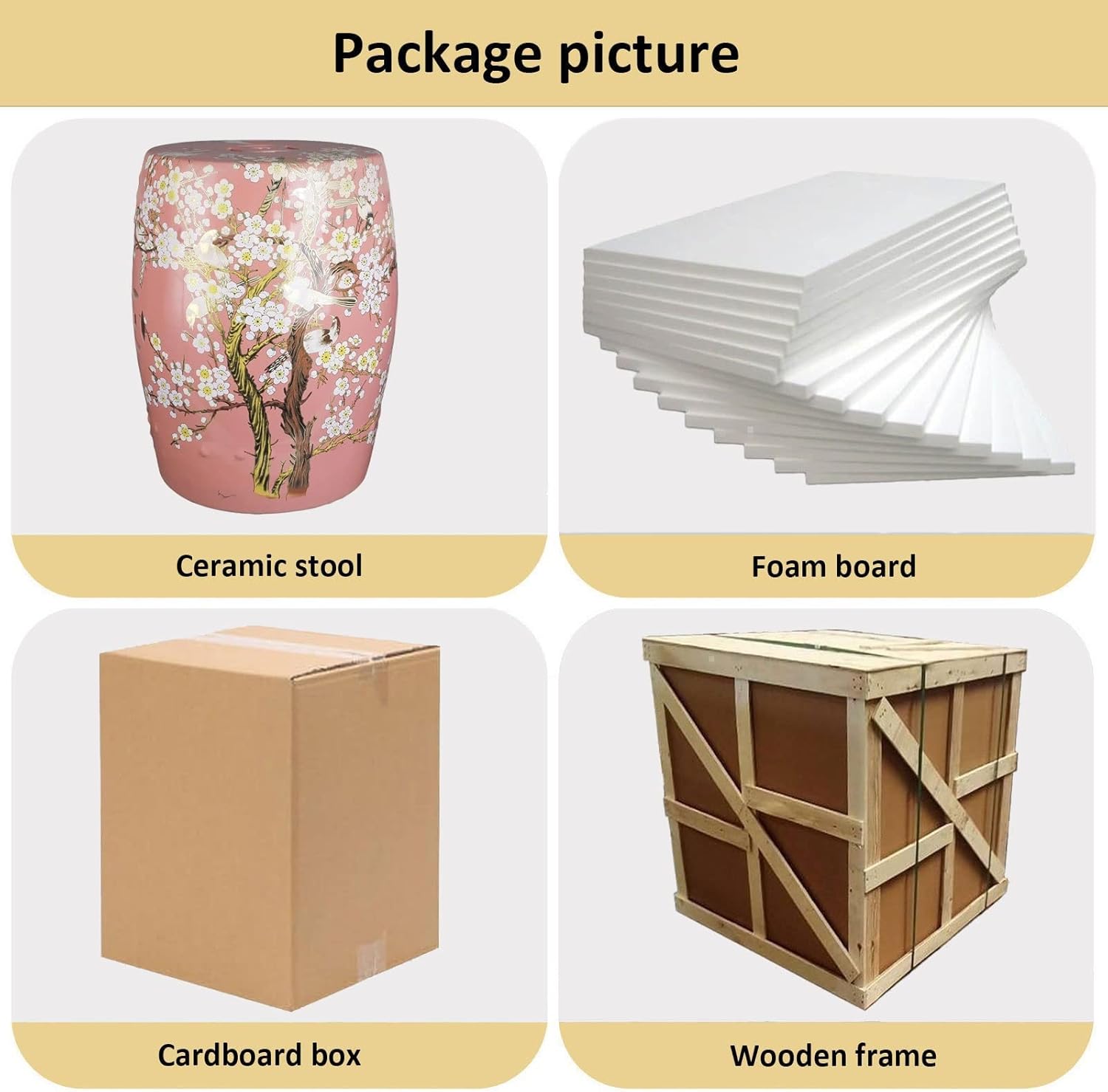 Decorative garden stools, Decorative Ceramic Garden Stool, Glazed Hand-painted Flower And Bird Shoe Changing Stool Drum Stool, Suitable for Outdoor Garden, Living Room, Terrace, Etc.(Dark sky blue)